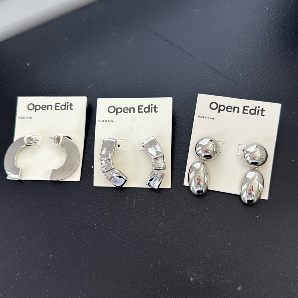 Open Edit NET Set of 3 Silver Post backs